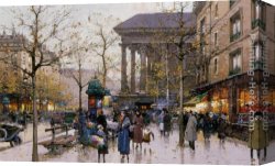 Place Canvas Paintings - La Place de la Madeleine - Paris by Eugene Galien-Laloue