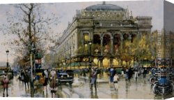 Place Canvas Paintings - La Place du Chatelet by Eugene Galien-Laloue