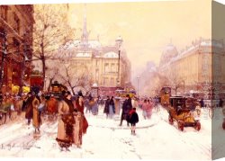 Place Canvas Paintings - La Place Saint-Michel by Eugene Galien-Laloue