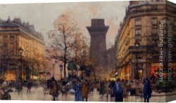 Boulevard Canvas Paintings - Les Grands Boulevards A Paris by Eugene Galien-Laloue