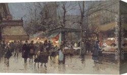 Boulevard Canvas Paintings - The Grands Boulevards, Paris by Eugene Galien-Laloue