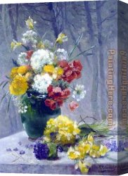 Flower of Life Canvas Paintings - Still Life of Flowers by Eugene Henri Cauchois