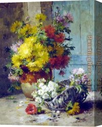 Flower of Life Canvas Paintings - Still Life of Summer Flowers by Eugene Henri Cauchois