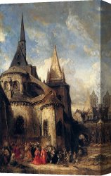 The Confirmation Procession Canvas Paintings - La Procession by Eugene Isabey