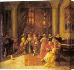 Reception of The Ambassador in The Doge's Palace Canvas Paintings - The Cardinal's Reception by Eugene Isabey