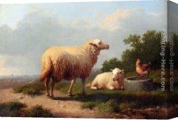 Cattle And Sheep Resting Canvas Paintings - Sheep In A Meadow by Eugene Verboeckhoven