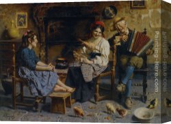 Musical Instruments Canvas Paintings - A Musical Serenade by Eugenio Zampighi