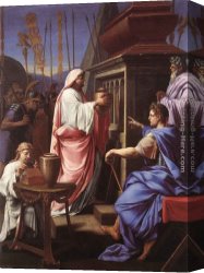 Tomb Canvas Paintings - Caligula Depositing the Ashes of his Mother and Brother in the Tomb of his Ancestors by Eustache Le Sueur