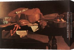 Musical Instruments Canvas Paintings - Musical Instruments by Evaristo Baschenis