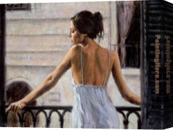A Venetian Balcony Canvas Paintings - Balcony at Buenos Aires II by Fabian Perez