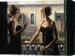 A Venetian Balcony Canvas Paintings - Balcony At Buenos Aires IV by Fabian Perez