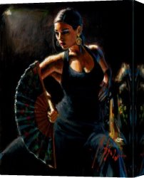 Nina Con Flor Canvas Paintings - Celina con Abanico II by Fabian Perez