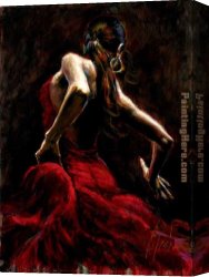Red Circles II Canvas Paintings - Dancer in Red by Fabian Perez