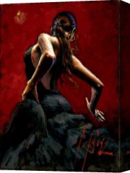 Red Circles II Canvas Paintings - dancer in red black dress by Fabian Perez