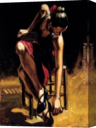 Red Circles II Canvas Paintings - Dancerin Red Skirt by Fabian Perez