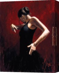 Rojo Canvas Paintings - El Baile del Flamenco en Rojo I by Fabian Perez