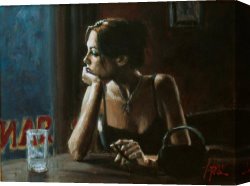 Cafe Canvas Paintings - EL FEDERAL CAFE IV by Fabian Perez
