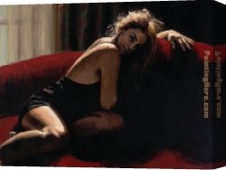 Rojo Canvas Paintings - EL ROJO SILLON II by Fabian Perez