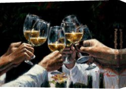 Still Life with Grapes, a Peach, Plums And a Pear on a Table with a Wine Glass And a Flask Canvas Paintings - For a Better Life II White Wine by Fabian Perez