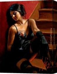 Glass Canvas Paintings - Glass And Gloves by Fabian Perez