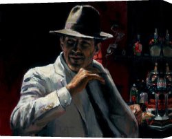 Buena Vista Bar Canvas Paintings - Man at the Red Bar by Fabian Perez