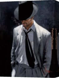 Man with Scythe Canvas Paintings - MAN IN WHITE SUIT IV by Fabian Perez