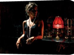 Girl at Bar with Red Light-1 Canvas Paintings - Marina with Red Light by Fabian Perez