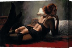 Alonso Perez Canvas Paintings - MEDIAS NEGRAS II by Fabian Perez