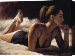 Breakfast in Bed Canvas Paintings - Paola in Bed by Fabian Perez