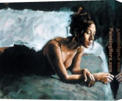 Breakfast in Bed Canvas Paintings - Renee on Bed I by Fabian Perez