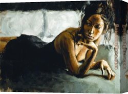 Breakfast in Bed Canvas Paintings - Renee on Bed II by Fabian Perez