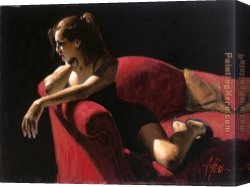 Rojo Canvas Paintings - Rojo Sillion III Second State by Fabian Perez