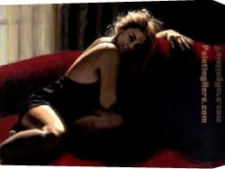 Rojo Canvas Paintings - Rojo Sillon II by Fabian Perez