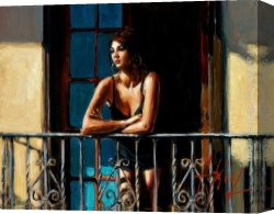 Balcony Canvas Paintings - Saba at the Balcony VI Light Walls by Fabian Perez