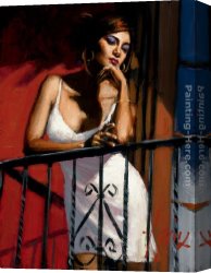 Balcony Canvas Paintings - Saba at the Balcony XIV at Red Wall by Fabian Perez