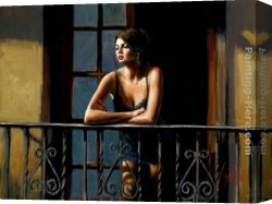 Balcony Canvas Paintings - Saba on the Balcony by Fabian Perez