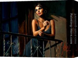 A Venetian Balcony Canvas Paintings - Saba on the Balcony VII by Fabian Perez