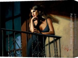 Composition VIII Canvas Paintings - Saba on the Balcony VIII by Fabian Perez