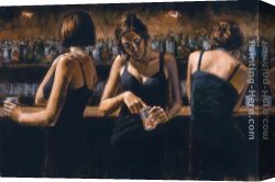 Buena Vista Bar Canvas Paintings - Study For 3 Girls in Bar II by Fabian Perez