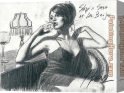 Vague Et La Perle Canvas Paintings - Study For Saba At Las Brujas by Fabian Perez