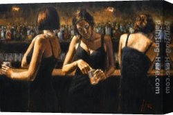 Buena Vista Bar Canvas Paintings - Study for Three Girls at the Bar by Fabian Perez