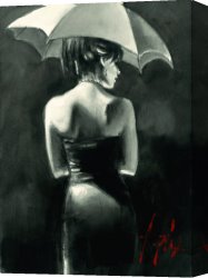 The Umbrellas Canvas Paintings - Study for Woman with White Umbrella by Fabian Perez