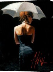 Woman with a Mirror Canvas Paintings - Woman with White Umbrella by Fabian Perez