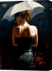 The Umbrellas Canvas Paintings - Woman With White Umbrella III by Fabian Perez