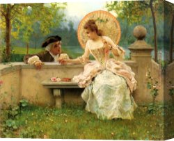 Magic Moments Canvas Paintings - A Tender Moment in the Garden by Federico Andreotti