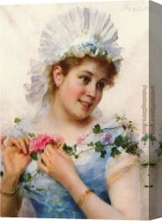Young Canvas Paintings - A Young Girl With Roses by Federico Andreotti