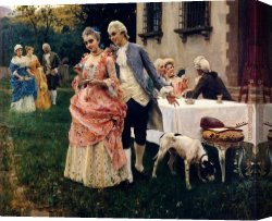 Sunny Afternoon on The Canal Canvas Paintings - An Afternoon Tea by Federico Andreotti