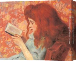Young Peasant Girl with a Stick Canvas Paintings - Young Girl Reading by Federigo Zandomeneghi