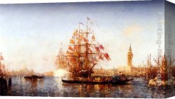 Canon Canvas Paintings - Le coup de canon by Felix Ziem