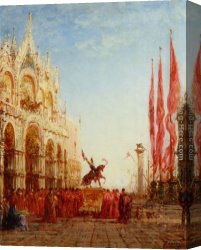 The Confirmation Procession Canvas Paintings - The Cardinals Procession Venice by Felix Ziem